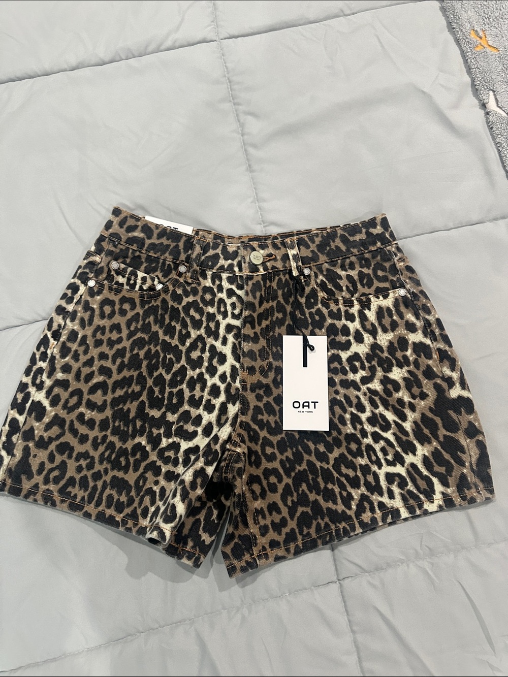 Oat New York Leopard Print Jean Shorts - Brown & Black